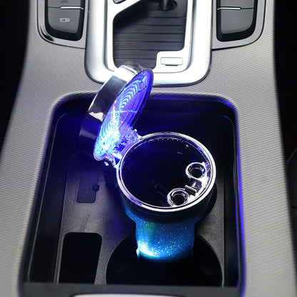 Car Ashtray with LED Light Portable Auto Accessory