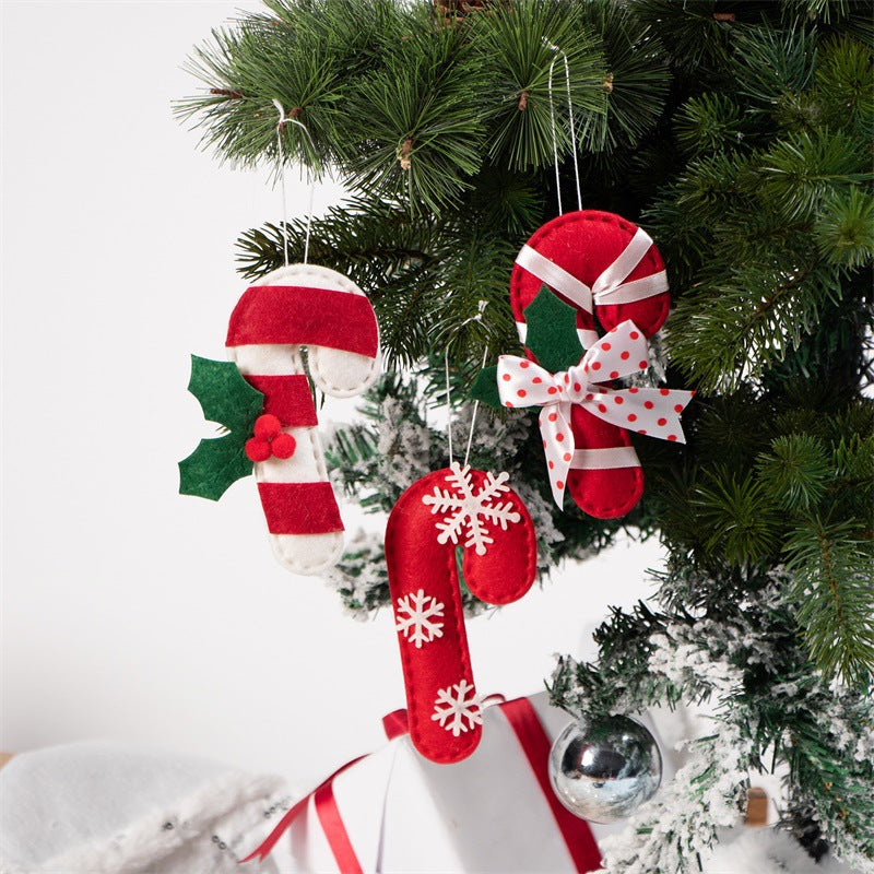 Christmas Crutch Shape Felt Pendant
