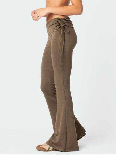 Drawstring Ruched Flare Pants for Women in Multiple Sizes