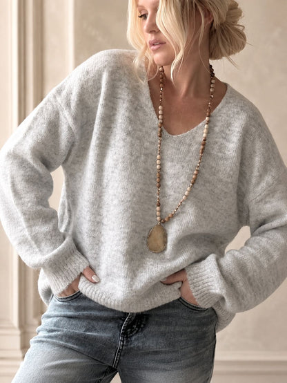 Loose Laid-back Style Soft And Smooth Solid-color Pullover Sweater