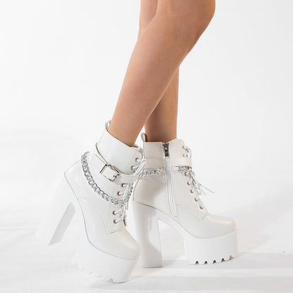 Platform Booties Women's High Heel Chunky Heel Martin Boots