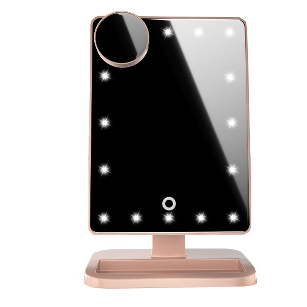 Touch Screen LED Makeup Mirror with Bluetooth Speaker and 10X Magnification