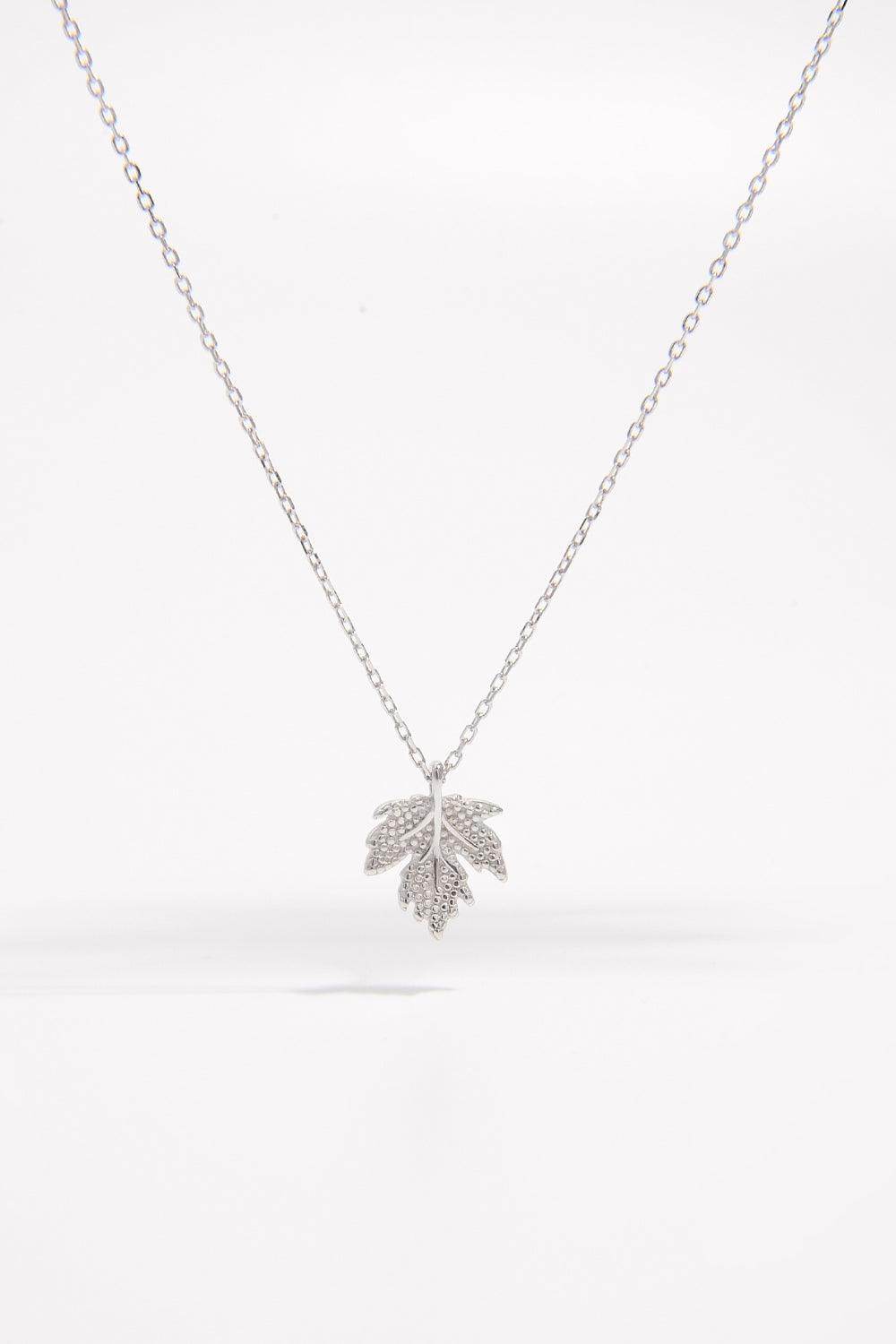 925 Sterling Silver Zircon Maple Leaf Necklace for Women