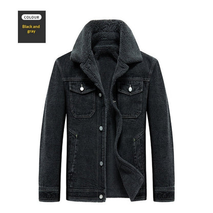 Spring And Autumn Warm Padded Youth Men's Denim Jacket