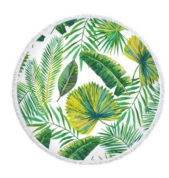 Palm Leaf Round Beach Towel Forest Palm Leaf Beach Towel Shawl Cushion Microfiber