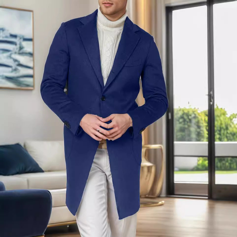 British Style Medium-length Wool Coat For Men