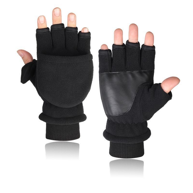 Double-layer Velvet Flip Touch Screen Gloves