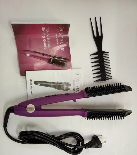 Electric Hair Curler Straightener Comb