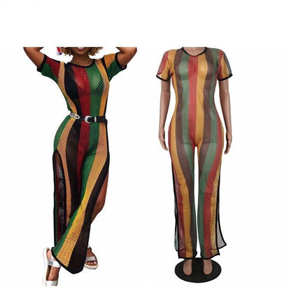 Fish Net Summer Beach Rompers