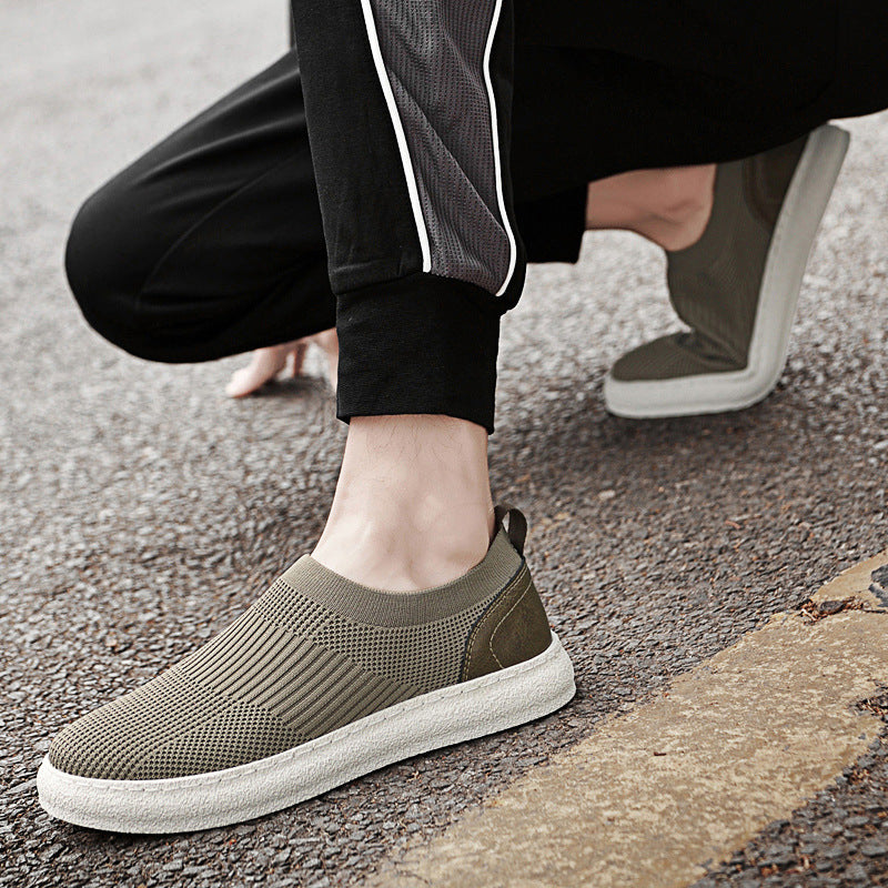 Mens Flyknit Mesh Upper Loafers Slip-on Design