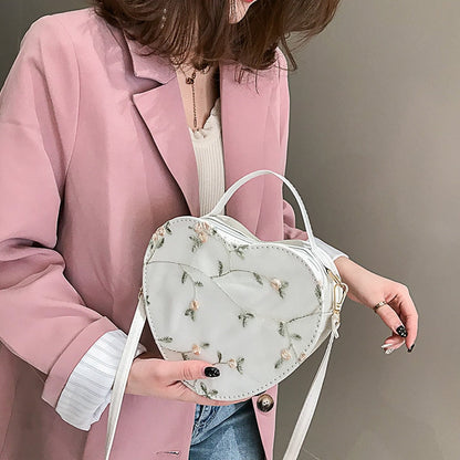 Lace peach heart lock women bag shoulder bag