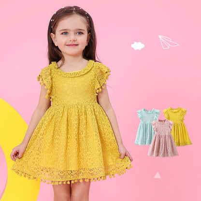 Lace ruffle button baby skirt