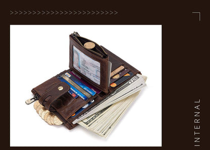 Leather men's wallet coin purse