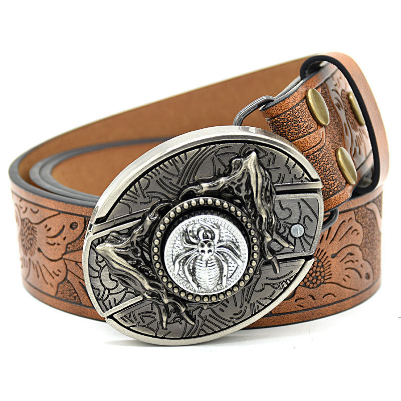 Personality Student Trendy Printing Engraving Smooth Buckle Knife Embossing Belt