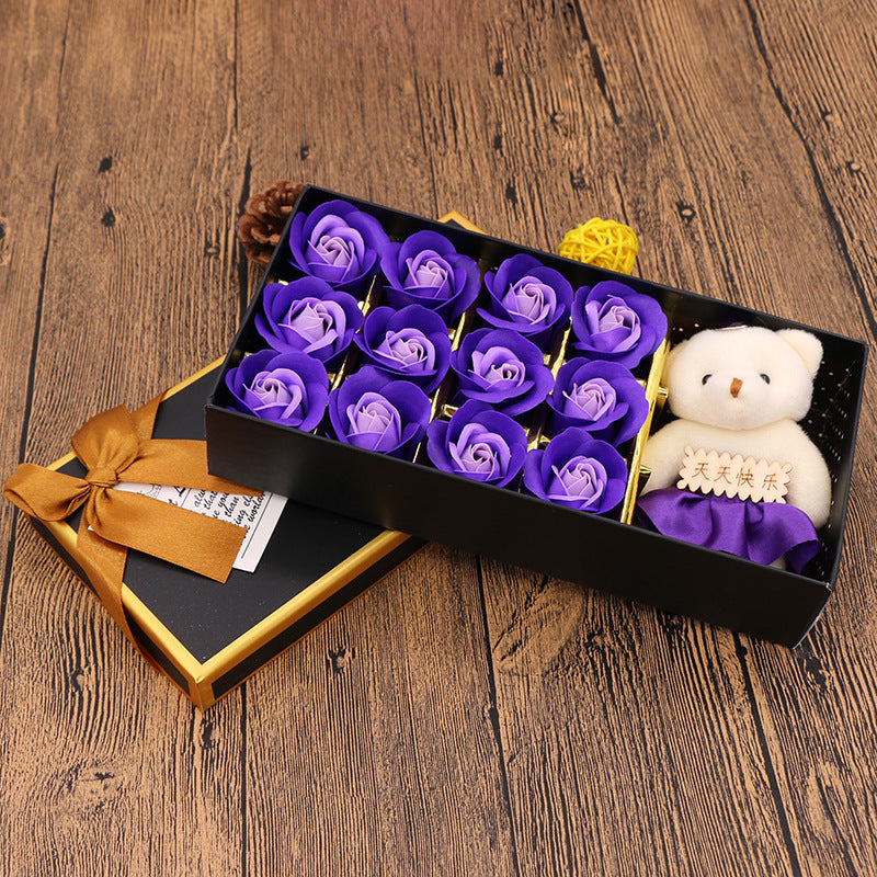 Valentine's Day 12 Bear Rose Soap Flower Gift Box