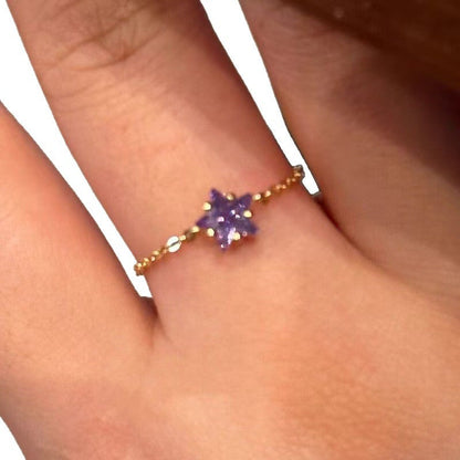 Purple Star Patterned Versatile Casual Roland Drawstring Thin Chain Niche Exquisite High End Ring