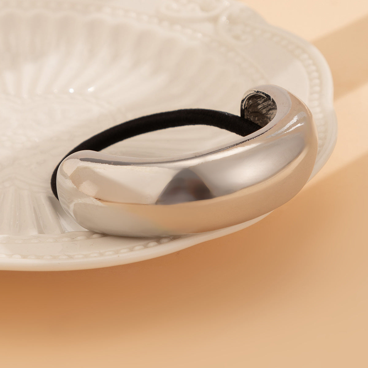 Personalized retro double-layer arc elastic hairpin irregular temperament hair ring