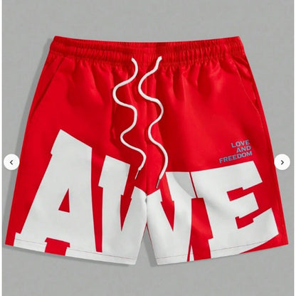American-style High-street Beach Shorts With A Large 3D Letter Print