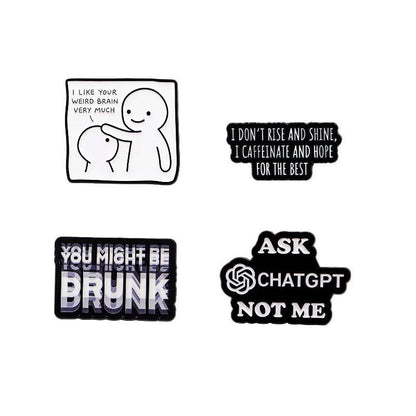 Creative English Quote Brooch Cartoon Metal Badge