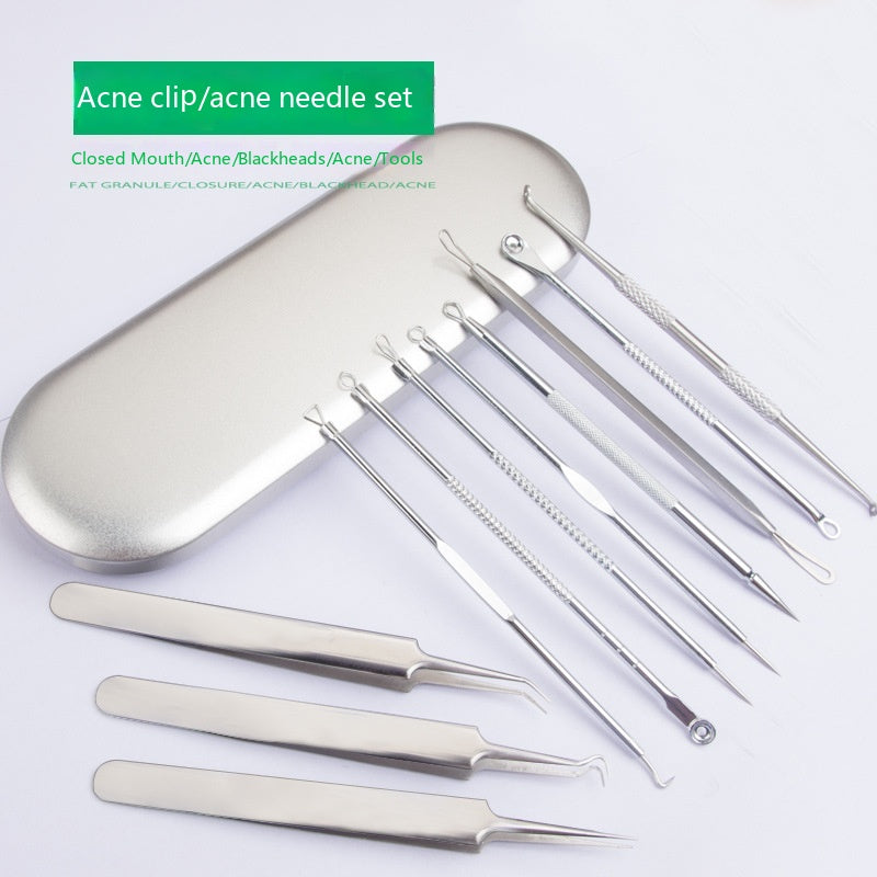 Iron Box Stainless Steel Acne Needle Suit Beauty Tools
