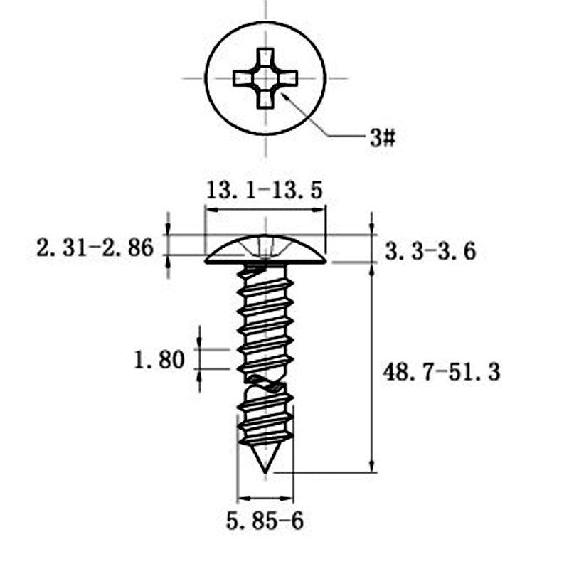 Stainless Steel Cross Big Head Self-tapping Screw Mushroom-shaped Haircut Round Head