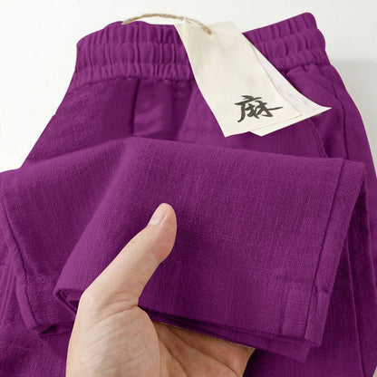 Cropped Ice-silk Breathable Elastic-waist Pants With Pockets