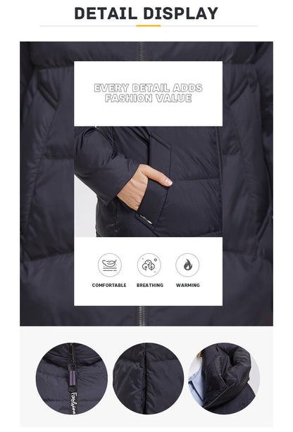 Extra Long Hooded Thermal Windproof Coat
