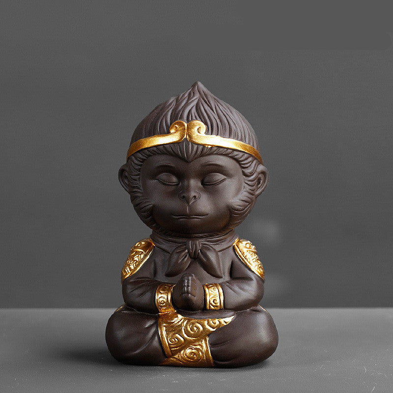 Chinese Purple Clay Tea Set, Monkey King Decor
