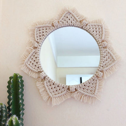 Sunflower Heart Mirror, Handmade Tapestry Decor