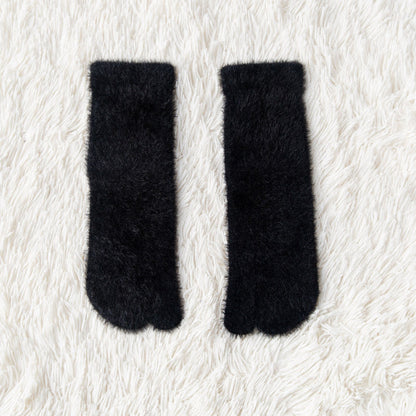 Women's Fleece-lined Thermal Winter Toe Socks Mid-calf Thick Warm
