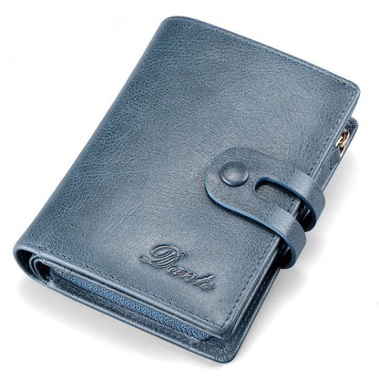 Vintage men's short wallet with leather zipper