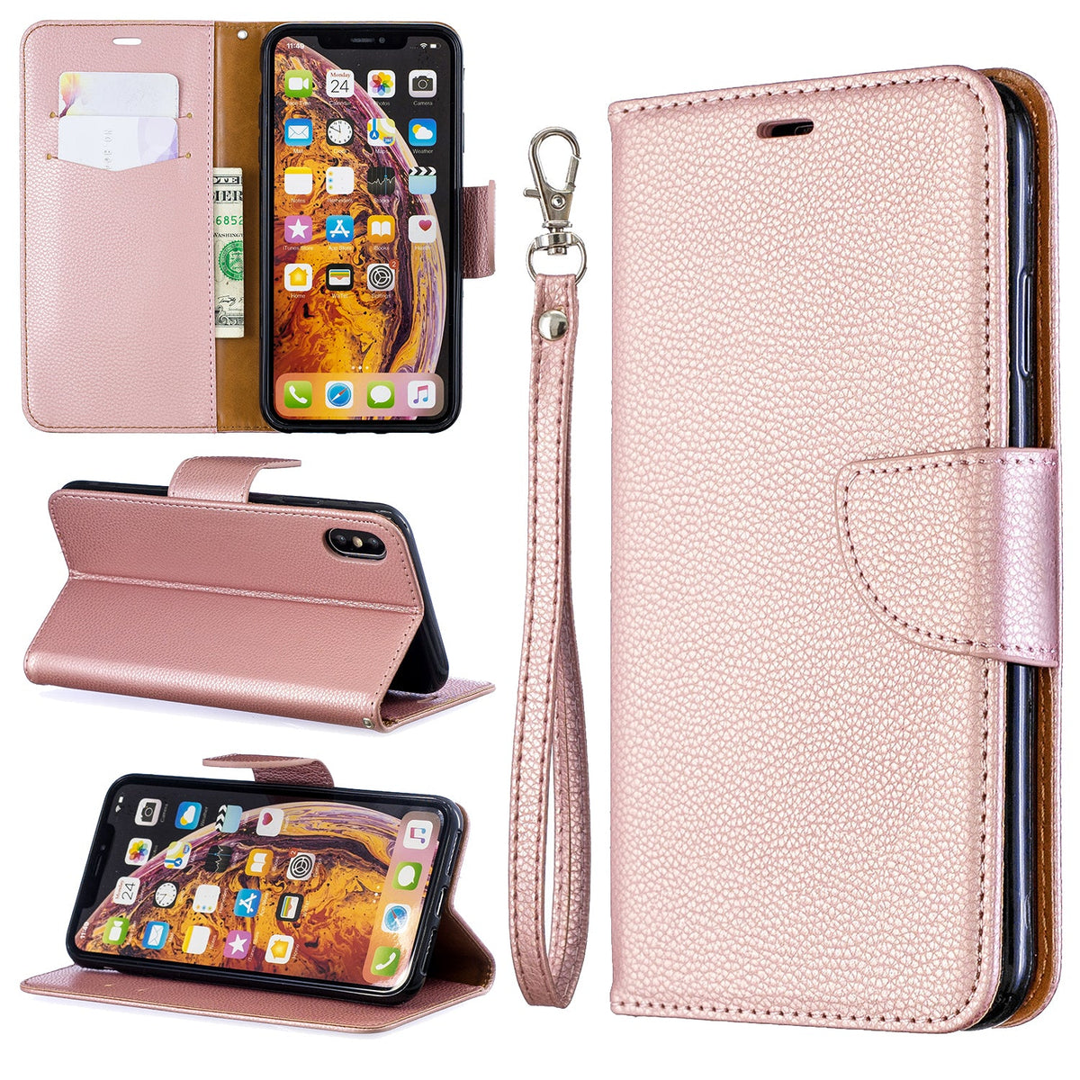 Suitable for Samsung litchi pattern card protection phone case