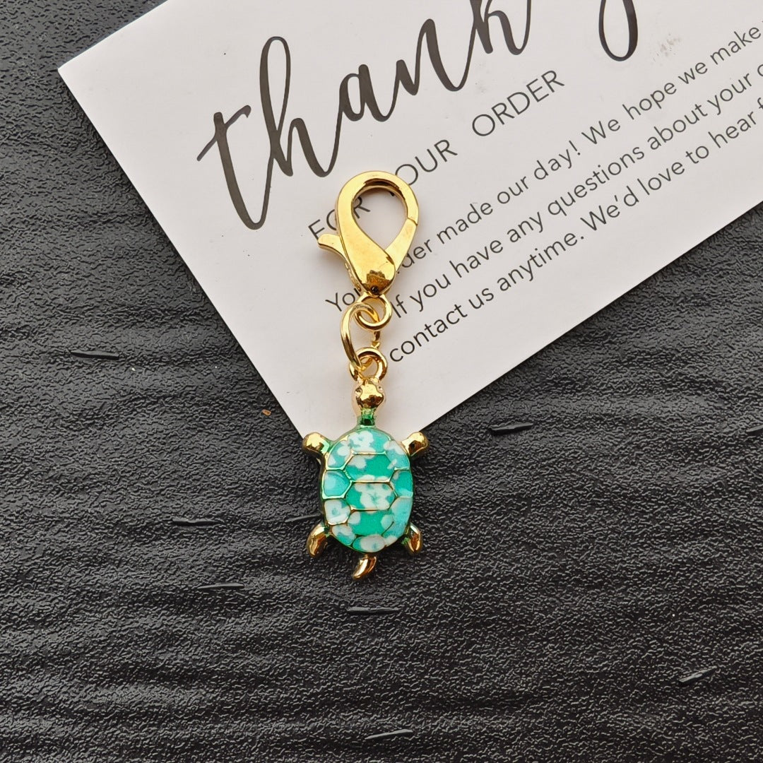 Colorful Oil-drop Turtle Keychain Pendant, Alloy Accessory, Creative Design