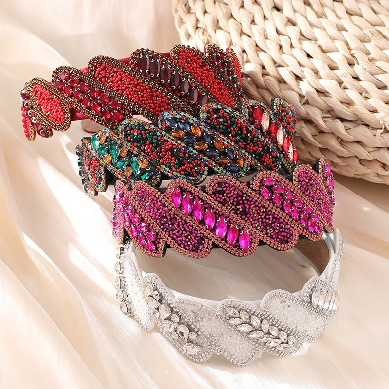 Fashionable Mizhu Water Diamond Baroque Hair Hoop