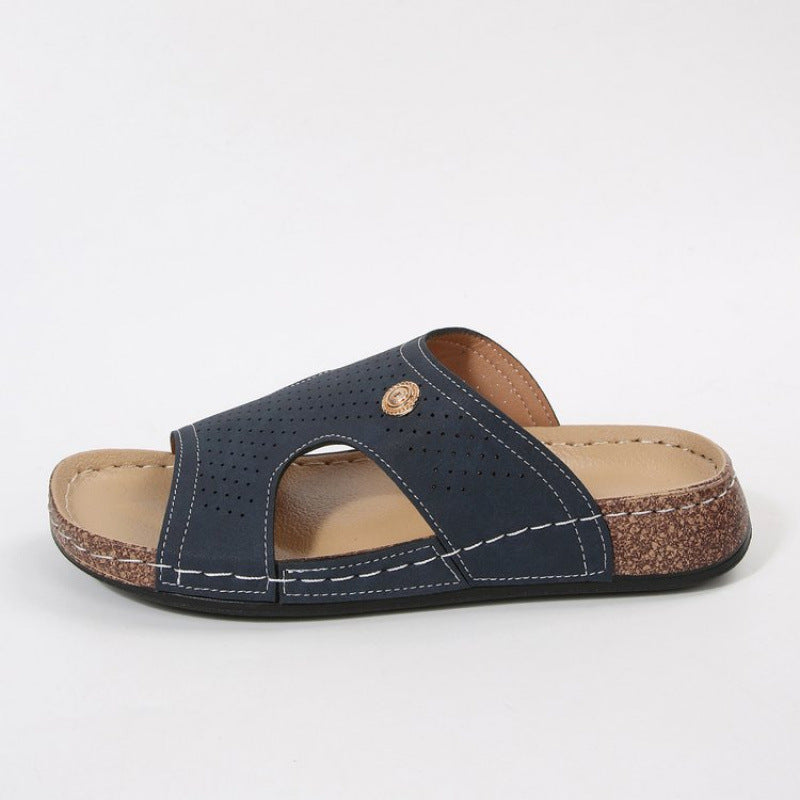 Multi-colored Hollow-out Slide Sandals