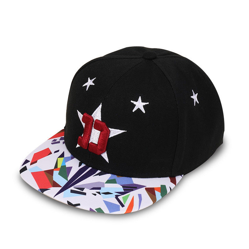 Five-pointed Star Embroidery Outdoor Sun-shade Sun Protection Flat-brimmed Cap