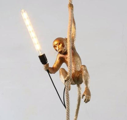 Resin Black White Gold Monkey Lamp Pendant Light For Living Room Lamps Art Parlor Study Room Led Lights lustre With