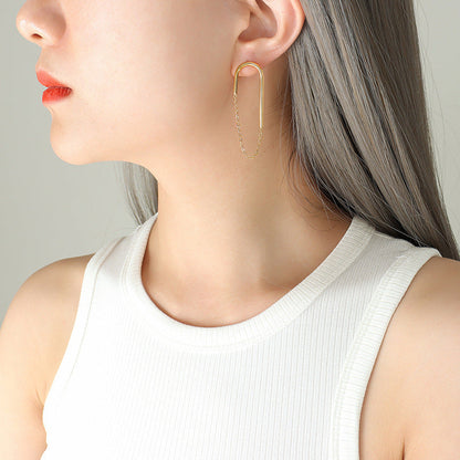 Euro-American Chain U-shaped Ear Studs