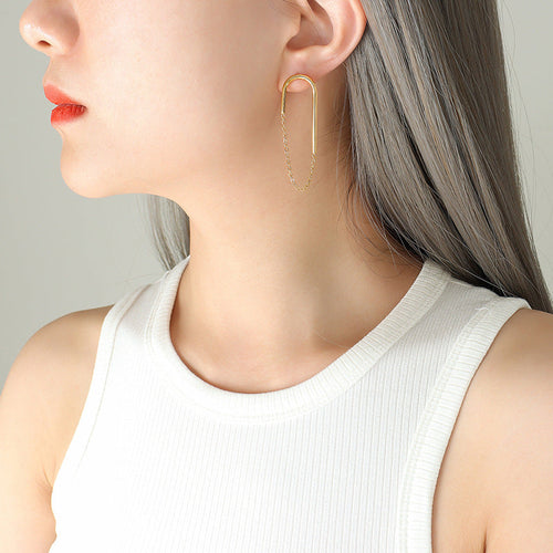 Euro-American Chain U-shaped Ear Studs