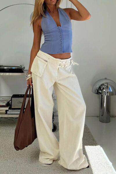 Stylish Wide Leg Jeans with Pockets for Everyday Wear