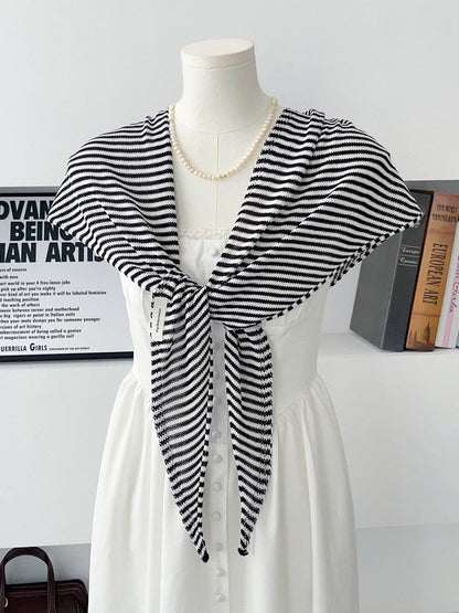 Striped Knitted Triangle Scarf Womens Outerwear Capelet