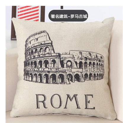 Great Cities Print Cotton Linen Pillow Covers