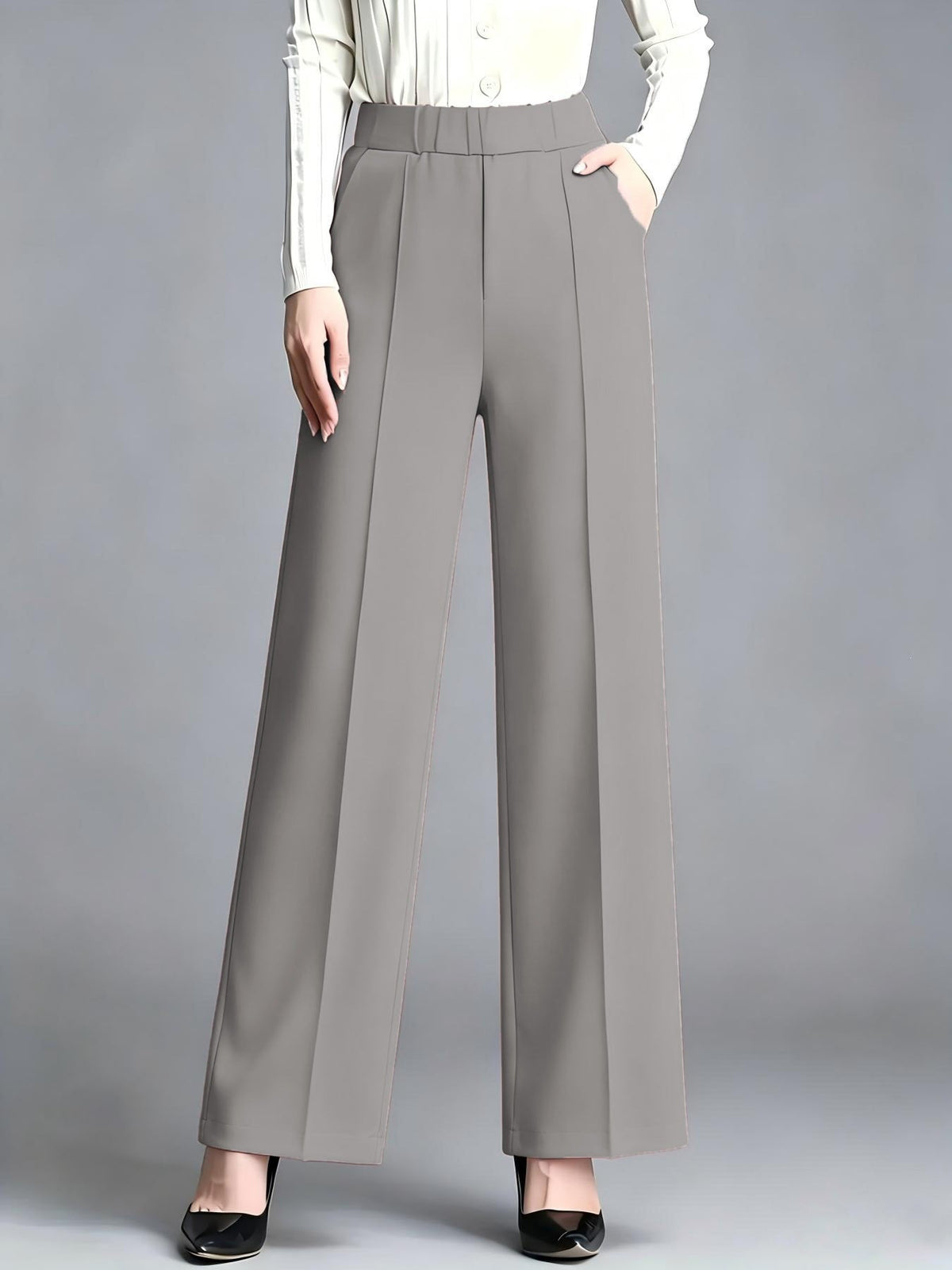 Women's High-waisted Wide-leg Straight-tailored Trousers