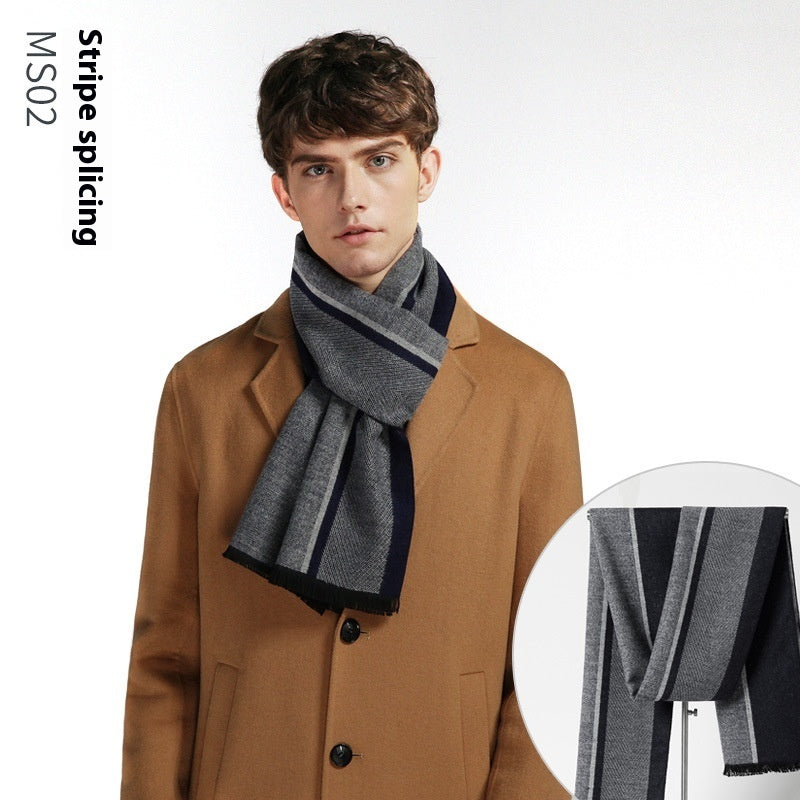 Simple Plaid Artificial Cashmere Warm Scarf