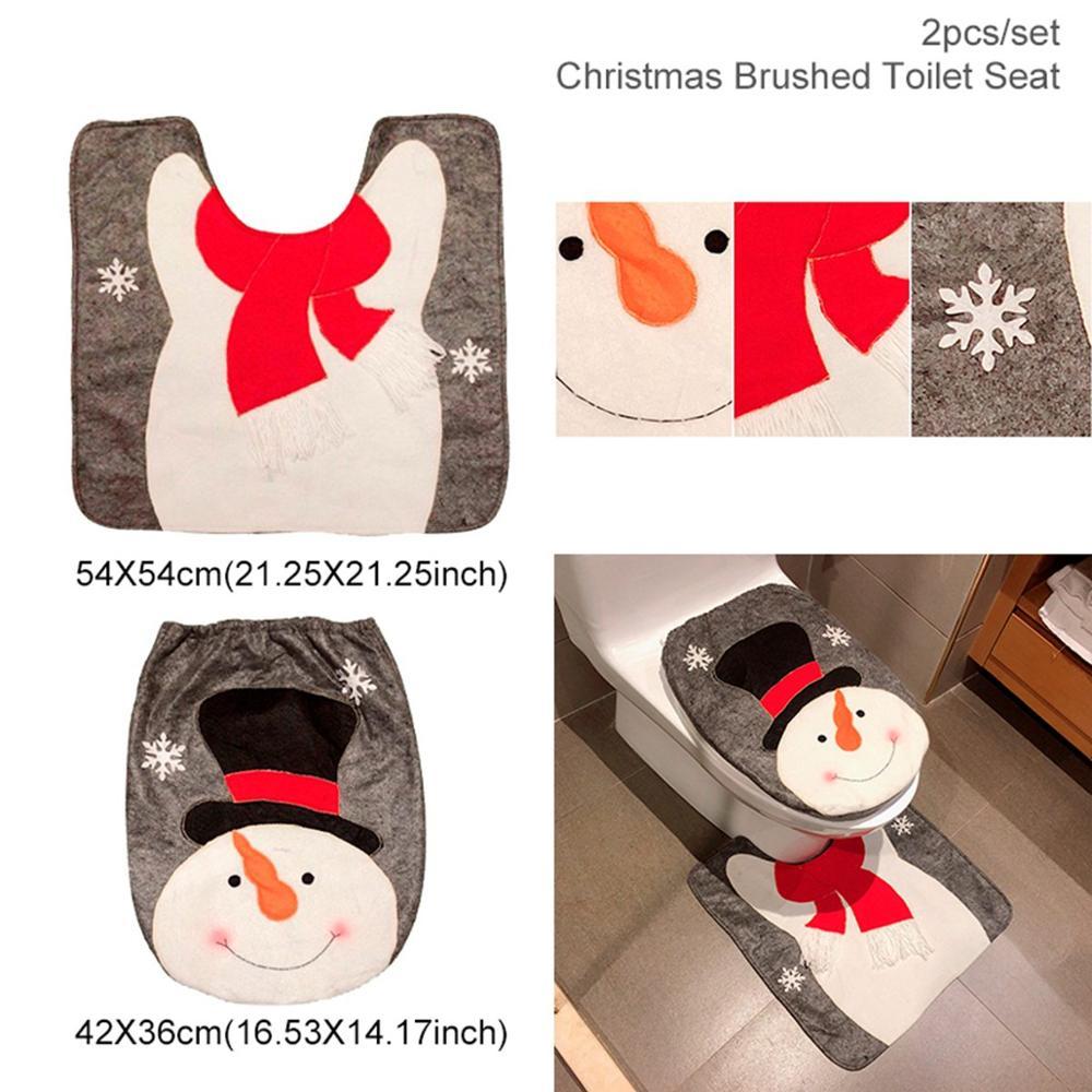 Christmas Santa Bathroom Curtain Toilet Seat Decor
