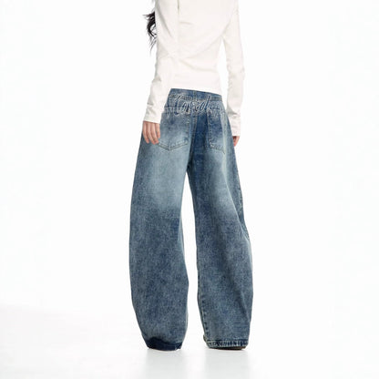 American-style Vintage Letter-embellished Rhinestone Dagger Jeans