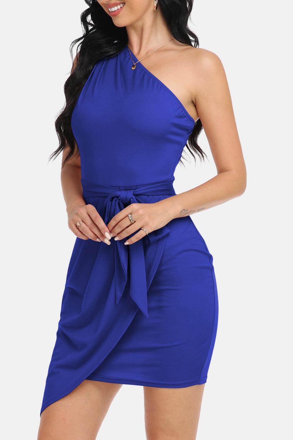 Chic Tie Front One-Shoulder Sleeveless Dress for Women