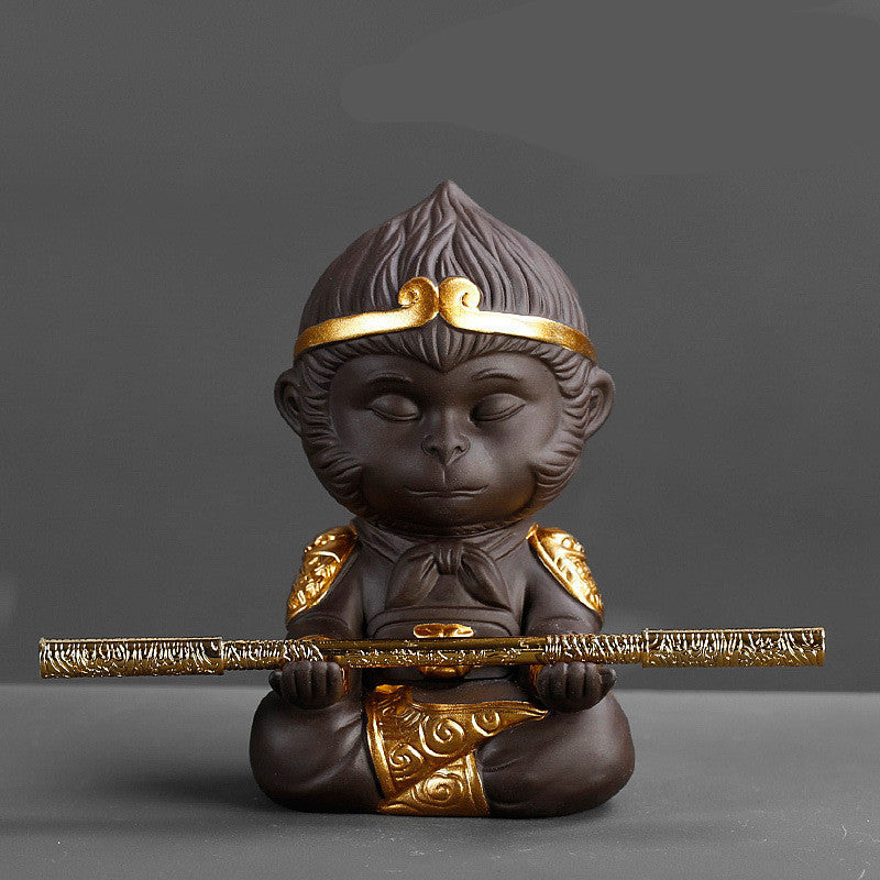 Chinese Purple Clay Tea Set, Monkey King Decor