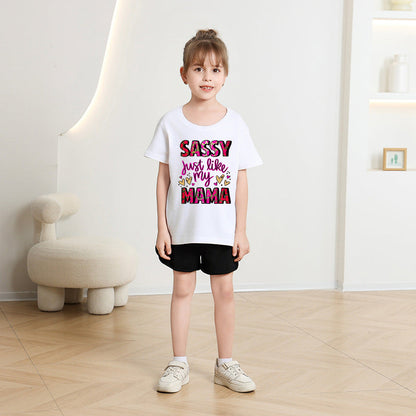 Girls' Tops Casual Short Sleeve Round Neck Print T-shirt