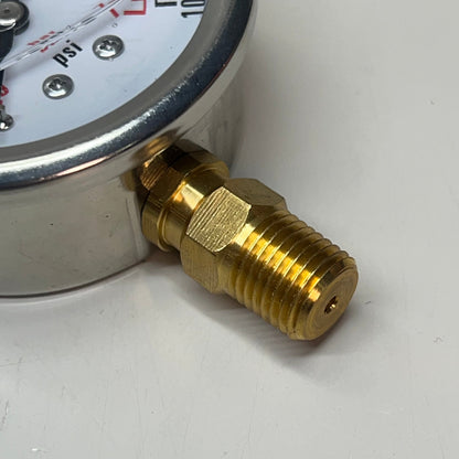 DYNAMIC FLUID COMPONENTS Stem Mount SS Pressure Gauge 100 PSI 1/4" NPT CF1P-007A